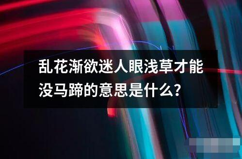 亂花漸欲迷人眼淺草才能沒馬蹄的意思是什么？